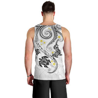 Polynesia Tribal Men Tank Top White Plumeria Tentacles