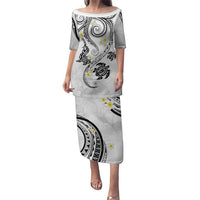 Polynesia Tribal Puletasi White Plumeria Tentacles