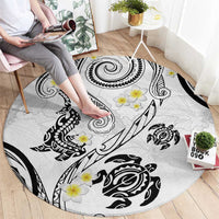 Polynesia Tribal Round Carpet White Plumeria Tentacles LT7 - Polynesian Pride