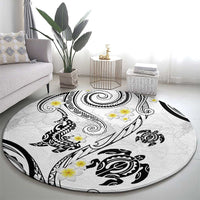 Polynesia Tribal Round Carpet White Plumeria Tentacles LT7 - Polynesian Pride
