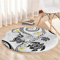 Polynesia Tribal Round Carpet White Plumeria Tentacles LT7 - Polynesian Pride
