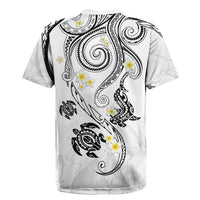 Polynesia Tribal Rugby Jersey White Plumeria Tentacles