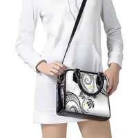 Polynesia Tribal Shoulder Handbag White Plumeria Tentacles