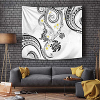 Polynesia Tribal Tapestry White Plumeria Tentacles