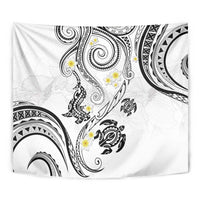 Polynesia Tribal Tapestry White Plumeria Tentacles