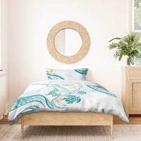 Polynesia Tribal Bedding Set Teal Plumeria Tentacles