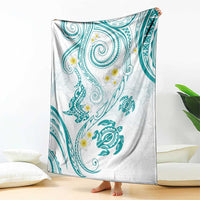 Polynesia Tribal Blanket Teal Plumeria Tentacles