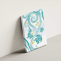 Polynesia Tribal Canvas Wall Art Teal Plumeria Tentacles