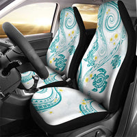 Polynesia Tribal Car Seat Cover Teal Plumeria Tentacles