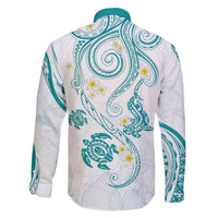 Polynesia Tribal Family Matching Off The Shoulder Long Sleeve Dress and Hawaiian Shirt Teal Plumeria Tentacles