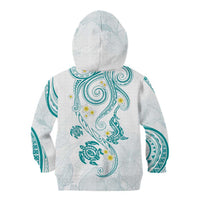Polynesia Tribal Kid Hoodie Teal Plumeria Tentacles