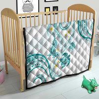 Polynesia Tribal Quilt Teal Plumeria Tentacles