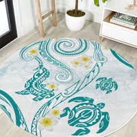 Polynesia Tribal Round Carpet Teal Plumeria Tentacles LT7 Teal - Polynesian Pride