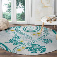 Polynesia Tribal Round Carpet Teal Plumeria Tentacles LT7 - Polynesian Pride