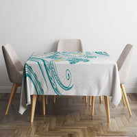 Polynesia Tribal Tablecloth Teal Plumeria Tentacles
