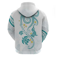Polynesia Tribal Zip Hoodie Teal Plumeria Tentacles LT7 - Polynesian Pride