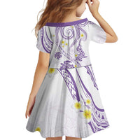 Polynesia Tribal Family Matching Long Sleeve Bodycon Dress and Hawaiian Shirt Lilac Plumeria Tentacles