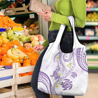 Polynesia Tribal Grocery Bag Lilac Plumeria Tentacles