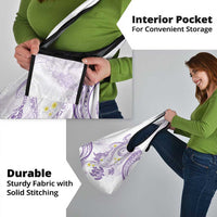 Polynesia Tribal Grocery Bag Lilac Plumeria Tentacles