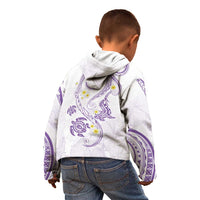 Polynesia Tribal Kid Hoodie Lilac Plumeria Tentacles