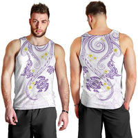 Polynesia Tribal Men Tank Top Lilac Plumeria Tentacles