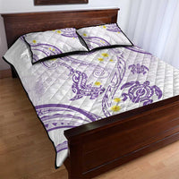 Polynesia Tribal Quilt Bed Set Lilac Plumeria Tentacles