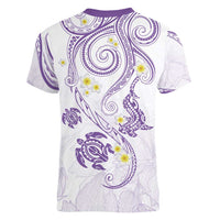 Polynesia Tribal Women V-Neck T-Shirt Lilac Plumeria Tentacles