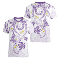 Polynesia Tribal Women V-Neck T-Shirt Lilac Plumeria Tentacles