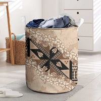 Bula Fiji Plumeria Tagimoucia Salusalu Beige Laundry Basket Kaiviti Masi - Polynesian Pride