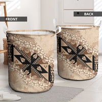 Bula Fiji Plumeria Tagimoucia Salusalu Beige Laundry Basket Kaiviti Masi - Polynesian Pride