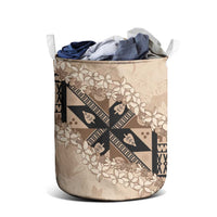 Bula Fiji Plumeria Tagimoucia Salusalu Beige Laundry Basket Kaiviti Masi - Polynesian Pride