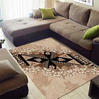 Bula Fiji Plumeria Tagimoucia Salusalu Beige Area Rug Kaiviti Masi - Polynesian Pride