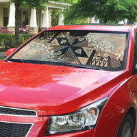 Bula Fiji Plumeria Tagimoucia Salusalu Beige Auto Sun Shade Kaiviti Masi - Polynesian Pride