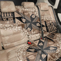 Bula Fiji Plumeria Tagimoucia Salusalu Beige Back Car Seat Cover Kaiviti Masi - Polynesian Pride