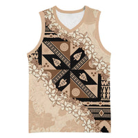Bula Fiji Plumeria Tagimoucia Salusalu Beige Basketball Jersey Kaiviti Masi - Polynesian Pride