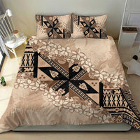 Bula Fiji Plumeria Tagimoucia Salusalu Beige Bedding Set Kaiviti Masi - Polynesian Pride