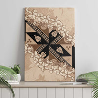 Bula Fiji Plumeria Tagimoucia Salusalu Beige Canvas Wall Art Kaiviti Masi - Polynesian Pride