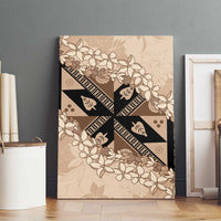 Bula Fiji Plumeria Tagimoucia Salusalu Beige Canvas Wall Art Kaiviti Masi - Polynesian Pride