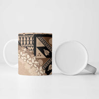 Bula Fiji Plumeria Tagimoucia Salusalu Beige Ceramic Mug Kaiviti Masi - Polynesian Pride