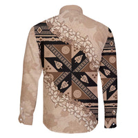 Bula Fiji Plumeria Tagimoucia Salusalu Beige Family Matching Summer Maxi Dress and Hawaiian Shirt Kaiviti Masi - Polynesian Pride