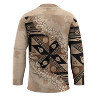 Bula Fiji Plumeria Tagimoucia Salusalu Beige Hockey Jersey Kaiviti Masi - Polynesian Pride