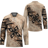 Bula Fiji Plumeria Tagimoucia Salusalu Beige Hockey Jersey Kaiviti Masi - Polynesian Pride
