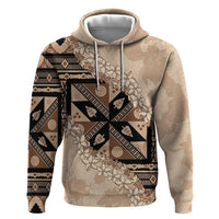 Bula Fiji Plumeria Tagimoucia Salusalu Beige Hoodie Kaiviti Masi - Polynesian Pride