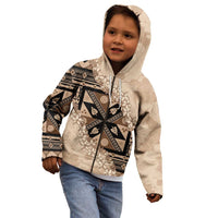 Bula Fiji Plumeria Tagimoucia Salusalu Beige Kid Hoodie Kaiviti Masi - Polynesian Pride