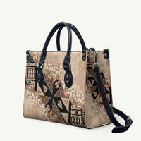 Bula Fiji Plumeria Tagimoucia Salusalu Beige Leather Bag Kaiviti Masi - Polynesian Pride