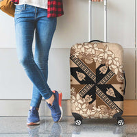 Bula Fiji Plumeria Tagimoucia Salusalu Beige Luggage Cover Kaiviti Masi - Polynesian Pride
