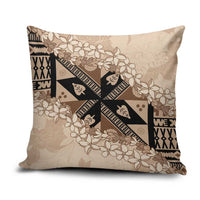 Bula Fiji Plumeria Tagimoucia Salusalu Beige Pillow Cover Kaiviti Masi - Polynesian Pride