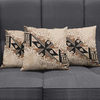 Bula Fiji Plumeria Tagimoucia Salusalu Beige Pillow Cover Kaiviti Masi - Polynesian Pride