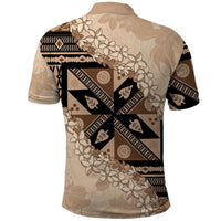 Bula Fiji Plumeria Tagimoucia Salusalu Beige Polo Shirt Kaiviti Masi - Polynesian Pride