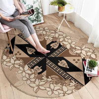Bula Fiji Plumeria Tagimoucia Salusalu Beige Round Carpet Kaiviti Masi LT7 - Polynesian Pride